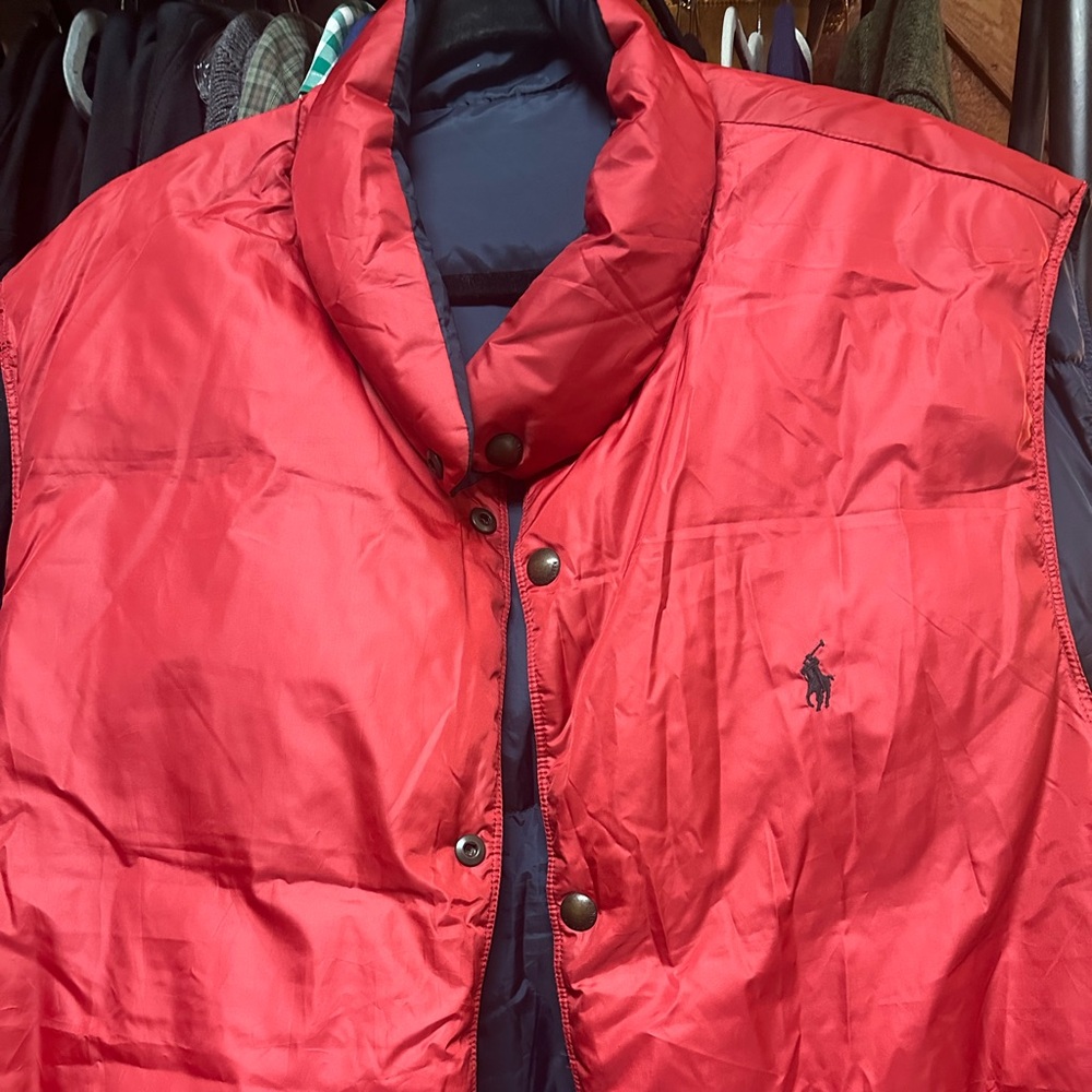 Vintage Red Polo by Ralph Lauren Men's Reversible Snap Down Vest